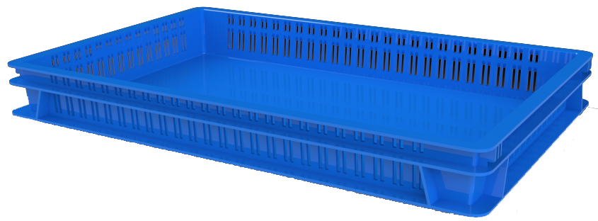 Хлебный ящик / Ящик полимерный для полуфабрикатов перфорированные стенки сплошное дно (600х400х75) 12.437.60.PE R (TARA-RU.RU) (3412) 57-67-95